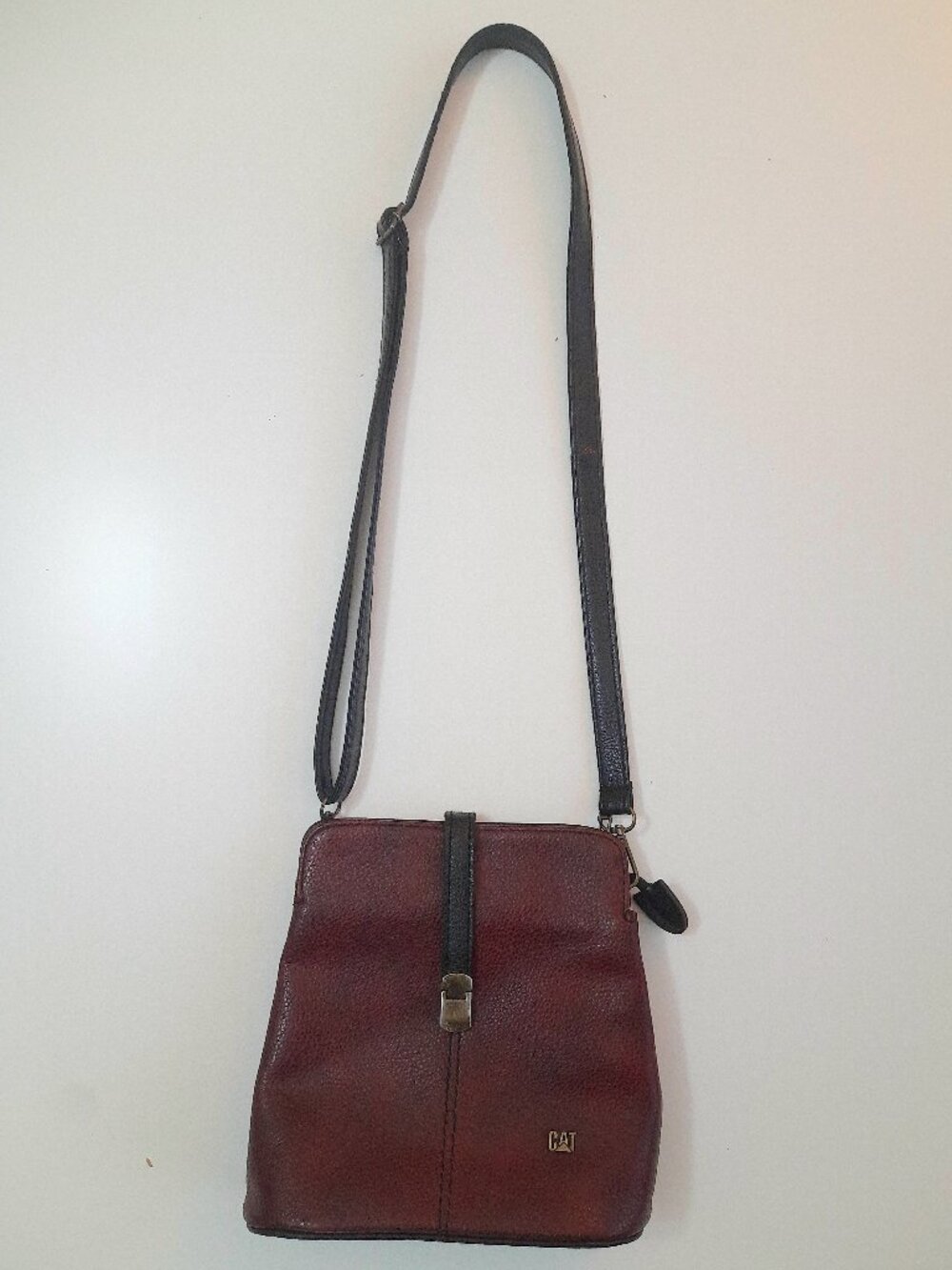 CAT Maroon Brown Crossbody Bag